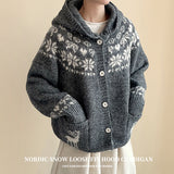 Rudolph Snowflake Hooded Knit Cardigan