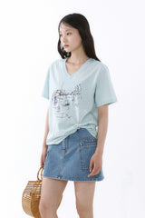 ギャラクシーVネックTシャツ_アイスミント