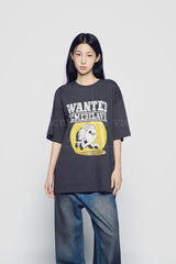 24FW ウォンテッドラビットアートウォークショートスリーブTシャツチャコール