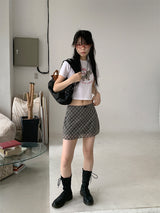 CHECK CHIFFON MINI SKIRT (4C)