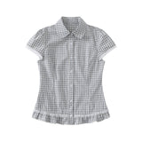Rovin Check Frill Blouse