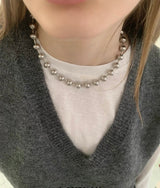 Silver ball bar necklace(6mm)