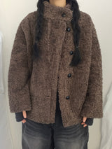 highneck puffy fur jacket