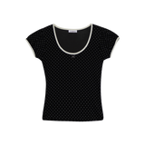 DOTTY RIBBON SHIRRING T-SHIRT