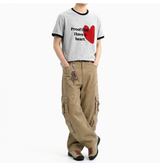 エッセンシャルスタンダード半袖リンガーTシャツ レッドハートメランジ