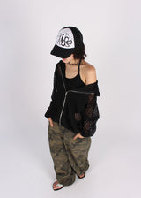 PUNCHING KNIT HOOD ZIP-UP