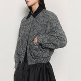 Herringbone Wool Bomber Jacket _ Grey