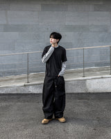 スカルダートワイドカーゴデニムパンツ