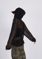 PUNCHING KNIT HOOD ZIP-UP