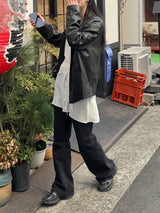 [Unisex] クロップレザーシングルオーバーフィットジャケット