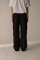 SUEDE COTTON CARGO PHANTS (BLACK)
