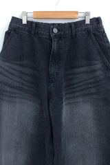 Curved overfit washed denim