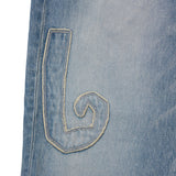 Fray patch denim Pants / Light blue