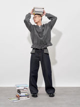 FMACM Checkered Spliced Bare Denim Trousers
