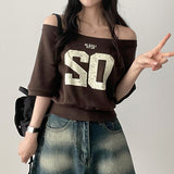 Bner No. Shoulder Unbalanced Short Sleeve T-shirt