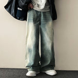 Seb washing waist banding wide denim pants