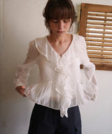 Open sheer blouse_ivory