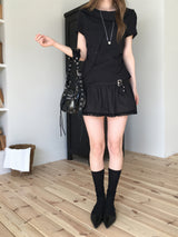 Lace buckle mini skirt pt