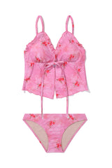[Floral Veil_pink] Bustier Tankini Top 