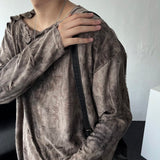 ENOC グランジダイイングショルダースナップ長袖Tシャツ (2 colors)
