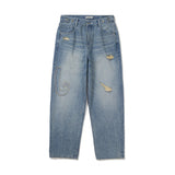 Fray patch denim Pants / Light blue