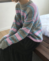 リバインストライプミックスラウンドニット