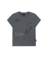 ピクセルフェアリーグラフィックキャップスリーブTシャツ - スチールグレー
