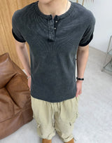 フェレール ヴィンテージ リブド ヘンリーネック ショートスリーブ Tシャツ