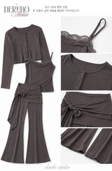 レナ ストラップ トレーニング スリーピースセットアップ (set-up + cardigan + sleeveless pants)