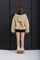 FUR ZIP-UP -BEIGE