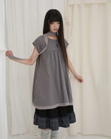 COUNTRY FLARE LINEN DRESS / CHARCOAL
