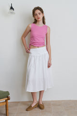 Shirring sleeveless top_pink