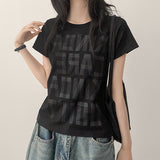 テープレタリング ルーズ スリムフィット ショートスリーブ Tシャツ(3 colors)