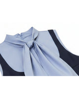 エステルリボンタイプリーツミニドレス Sky Navy