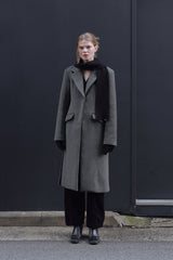 SIDE CUT OUT SINGLE WOOL COAT - CHARCOAL