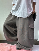 OVER WIDE BALLOON STRING HIP PIGMENT CARGO LONG PANTS ❤️‍🔥🩶🤎 - 3 COLORS