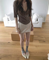 mocha 3/4 sleeve lace bralette & button top