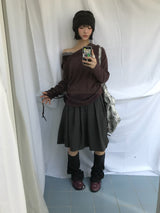 フェミニンフラットネックロングTシャツ