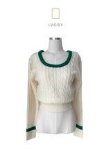 Joy color combination polo shibori long sleeve twist knit (5 colors)