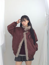 Milkfur high neck suede jumper
