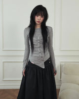 Jelly Button Asymmetric Ruched Top
