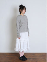 FLOWER WAFFLE BUTTON HOODIE - GRAY