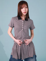 STRIPE COLLAR TEE (BEIGE)