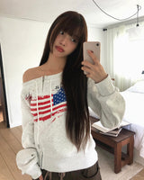 バーナンアメリカンストラップリブワンショルダー長袖ジップアップ