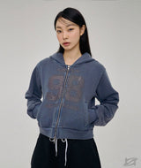 OG ピグメント 97/98 クロップフードジップアップ ディープブルー