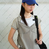 キャップバストシャーリングドレス gray