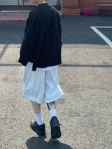 レザーピンタックバミューダハーフパンツ2C