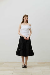 SHERRY UNBALANCE SHIRRLING TOP / WHITE