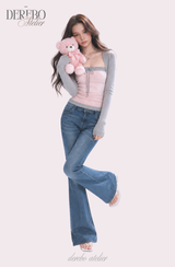 Pink gray bolero top two-piece
