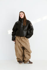 COMFY SHORT PADDING JUMPER VINTAGE LEATHER BROWN